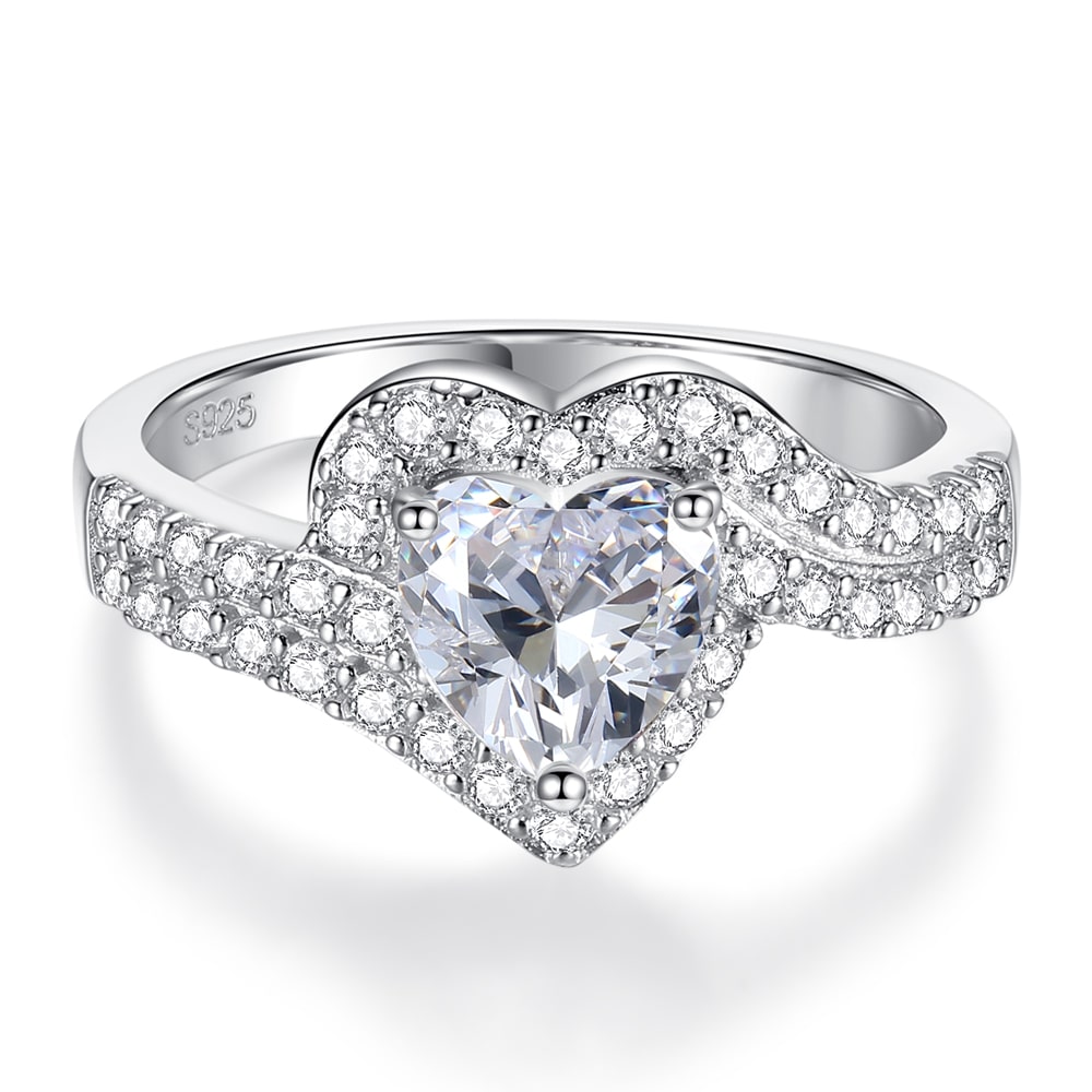 Classic Heart shaped Zircon Sterling Silver Rings Jewelry - Rings - Taanaa Jewelry