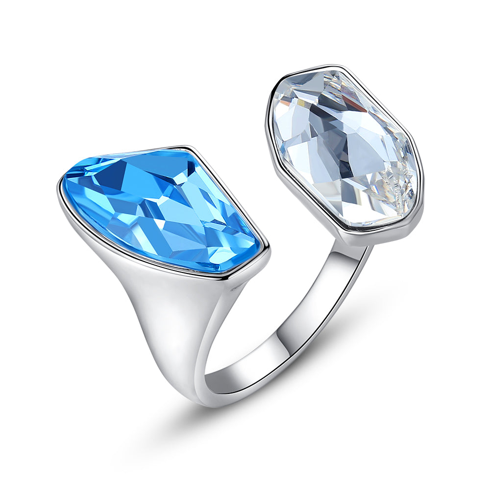 White & AquaBlue Element Elegant Crystal Rings - Rings - Taanaa Jewelry