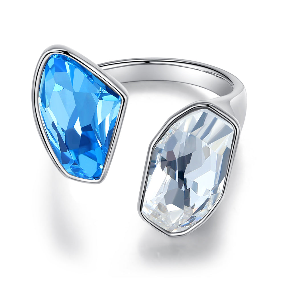 White & AquaBlue Element Elegant Crystal Rings - Rings - Taanaa Jewelry
