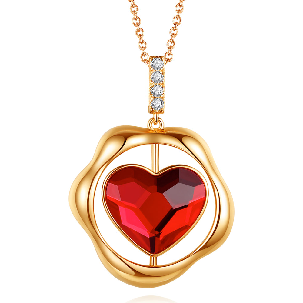 Red Heart Crystal Pendant Necklace Women Jewelry - Pendant Necklace - Taanaa Jewelry