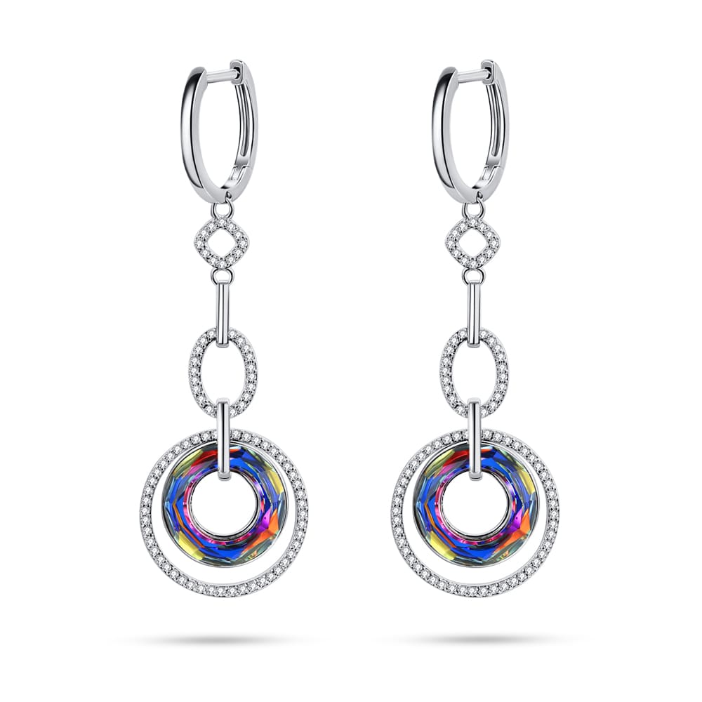 Silver Donuts Crystal Earrings Women Jewelry V2