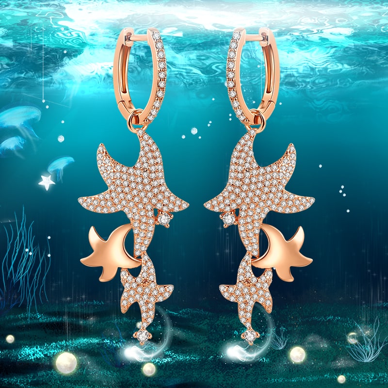 Fashion Gold Starfish Drop Earrings For Women Jewelry - Dangle earrings - Taanaa Jewelry