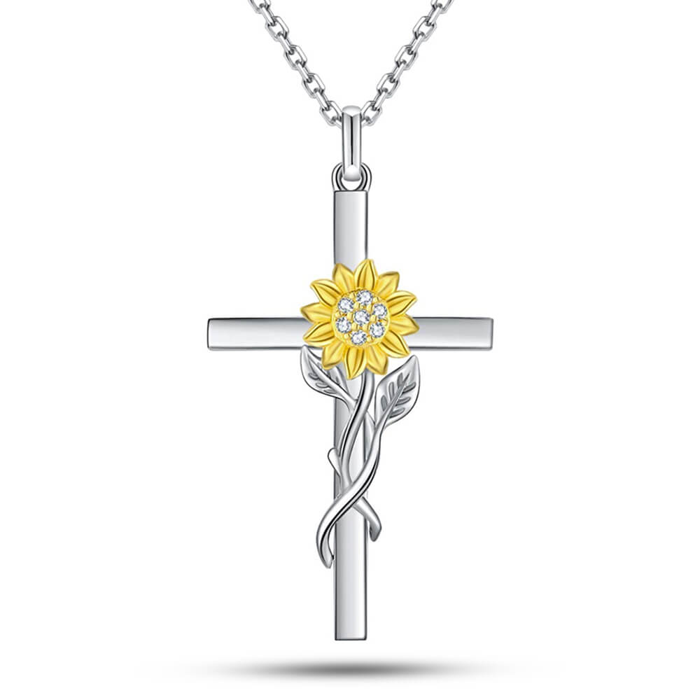 Sunflower Cross Pendant Necklace Gift - Pendant Necklace - Taanaa Jewelry