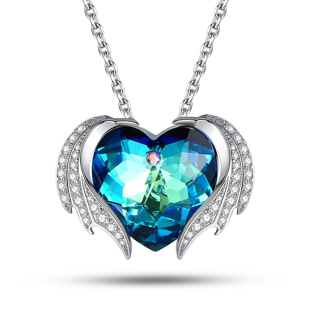 Devil Wings & Heart Crystal Necklace Jewelry - Pendant Necklace - Taanaa Jewelry
