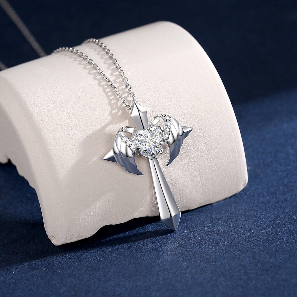 Angel Wings Cross Necklace Gift - Pendant Necklace - Taanaa Jewelry