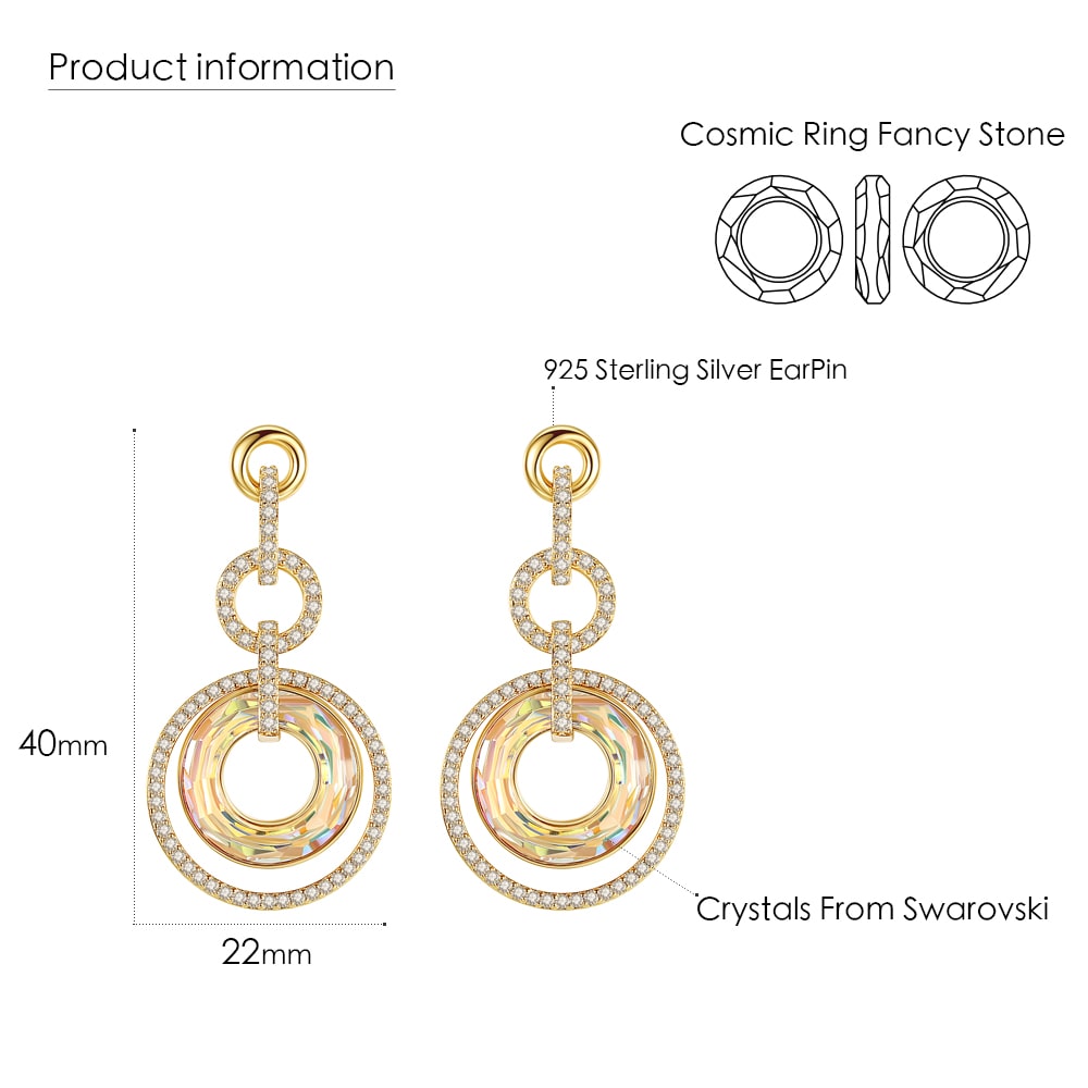 Gold Donuts Drop Earrings Women Jewelry