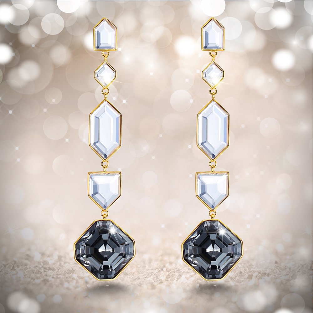 ’Black Hole‘Square Crystal Drop Earrings For Women Jewelry - Dangle earrings - Taanaa Jewelry