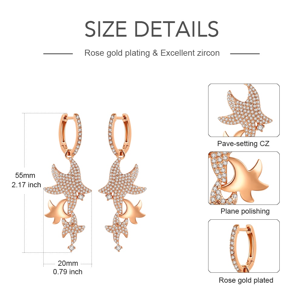 Gold Starfish Drop Earrings Women Jewelry - Taanaa Jewelry