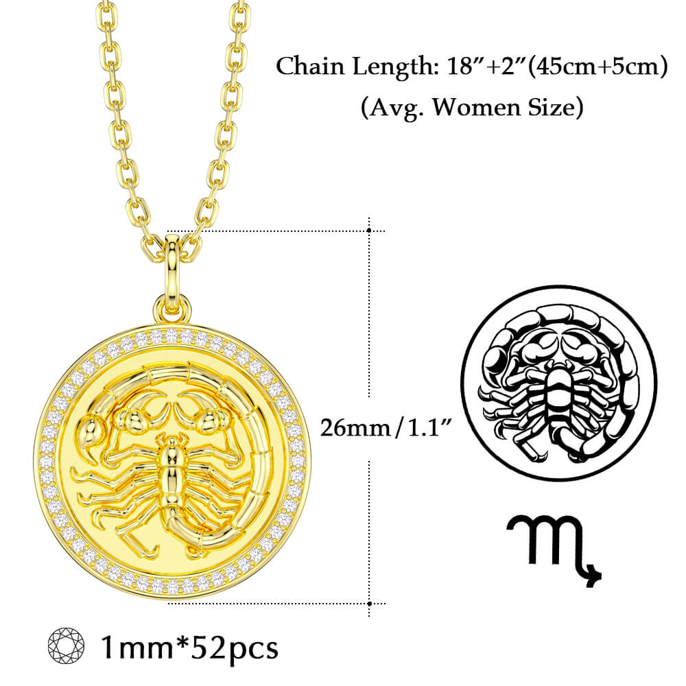 New Fashion Round Scorpio Pendant Necklace Sterling silver Jewelry Gift-Taanaa Jewelry