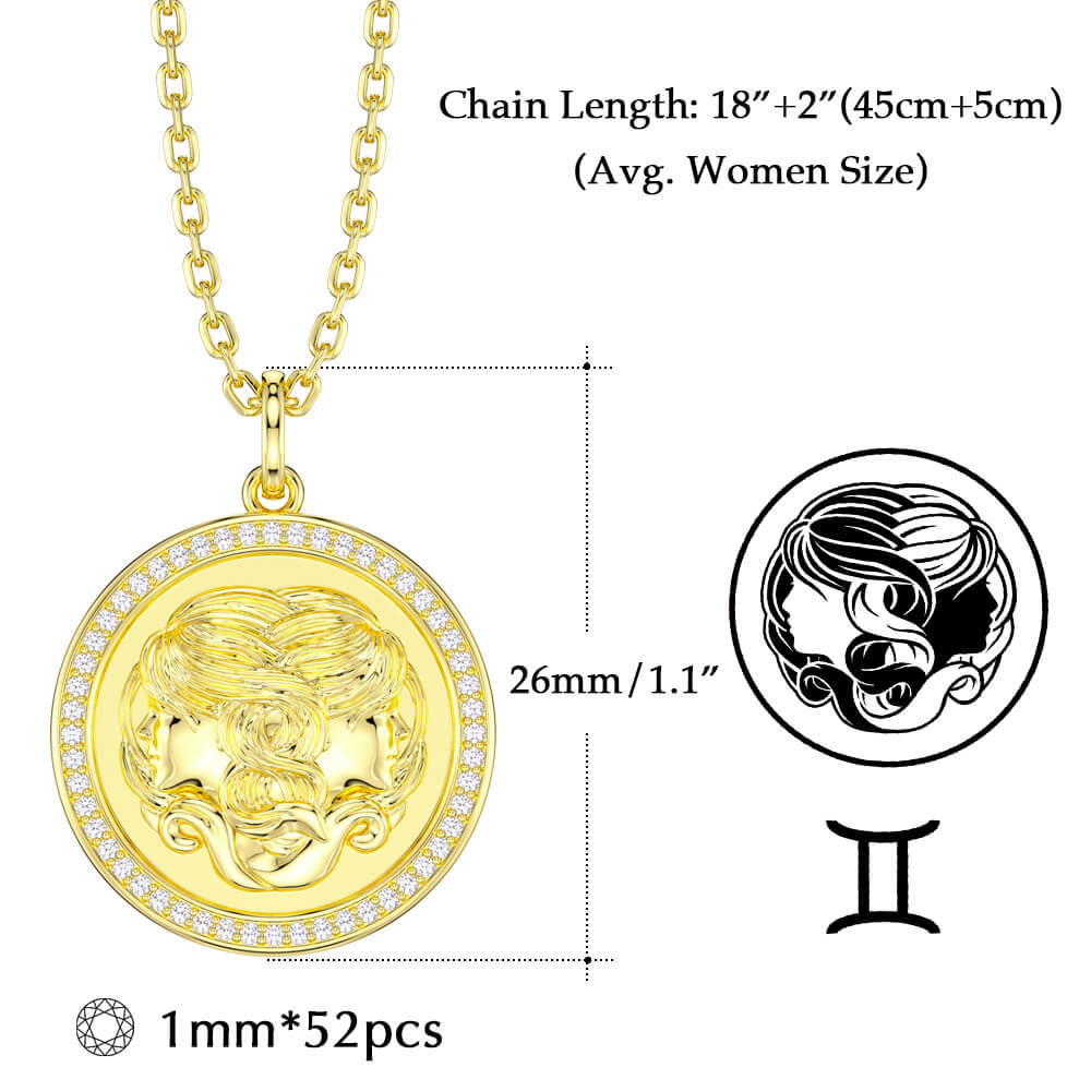 New Fashion Round Gemini Pendant Necklace Sterling silver Jewelry Gift-Taanaa Jewelry