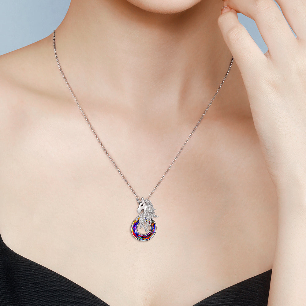 Necklace 925 Sterling Silver Love Heart Unicorn Pendant Jewelry Gift | eBay