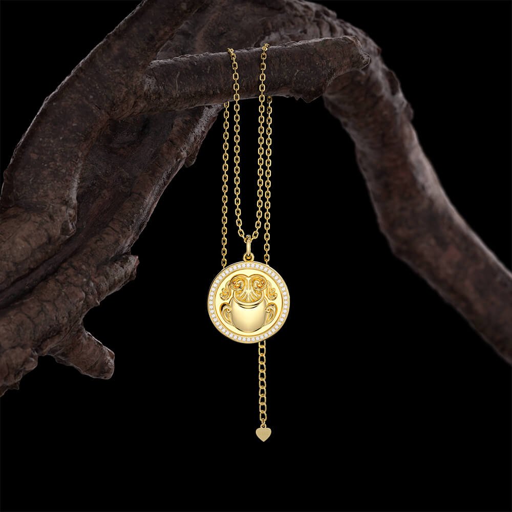 New Fashion Round Aquarius Pendant Necklace Sterling silver Jewelry- Taanaajewelry