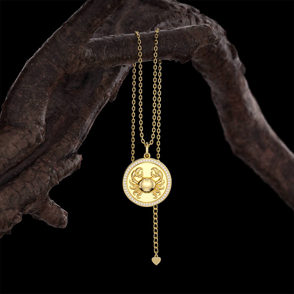 New Fashion Round Cancer Pendant Necklace Sterling silver Jewelry Gift -Taanaa Jewelry