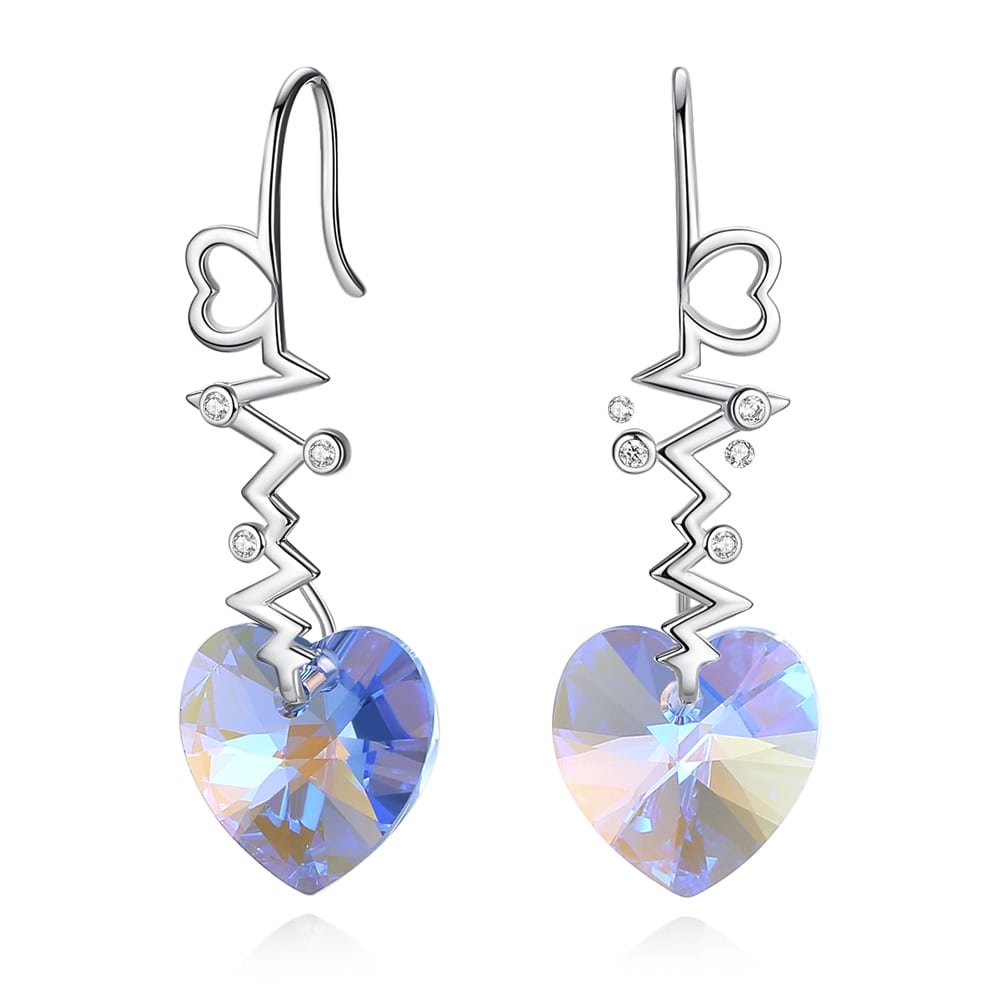 ”Heartbeat“Heart Crystal Earrings - Dangle earrings - Taanaa Jewelry