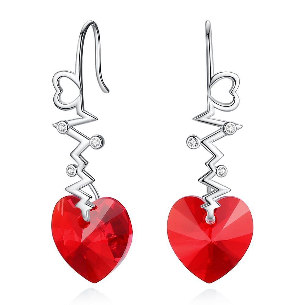 ”Heartbeat“Heart Crystal Earrings - Dangle earrings - Taanaa Jewelry