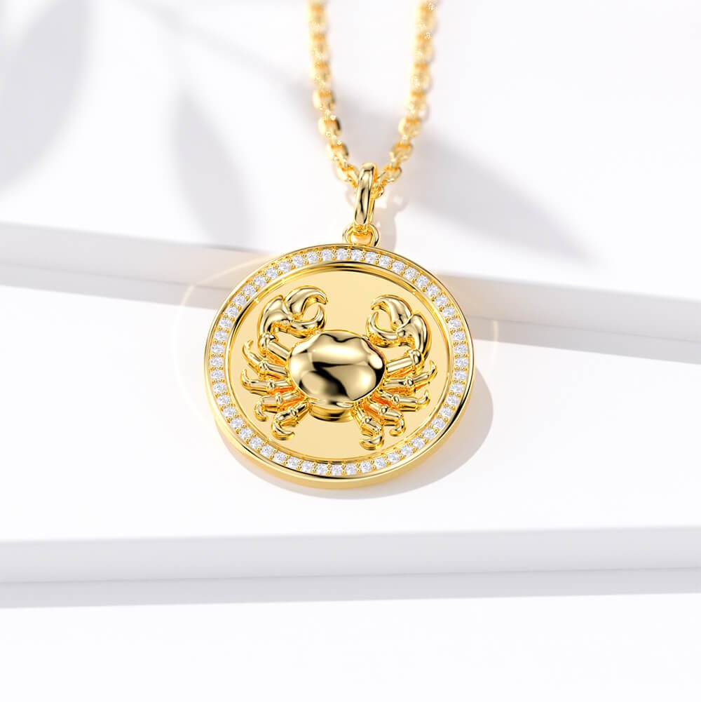 New Fashion Round Cancer Pendant Necklace Sterling silver Jewelry Gift -Taanaa Jewelry