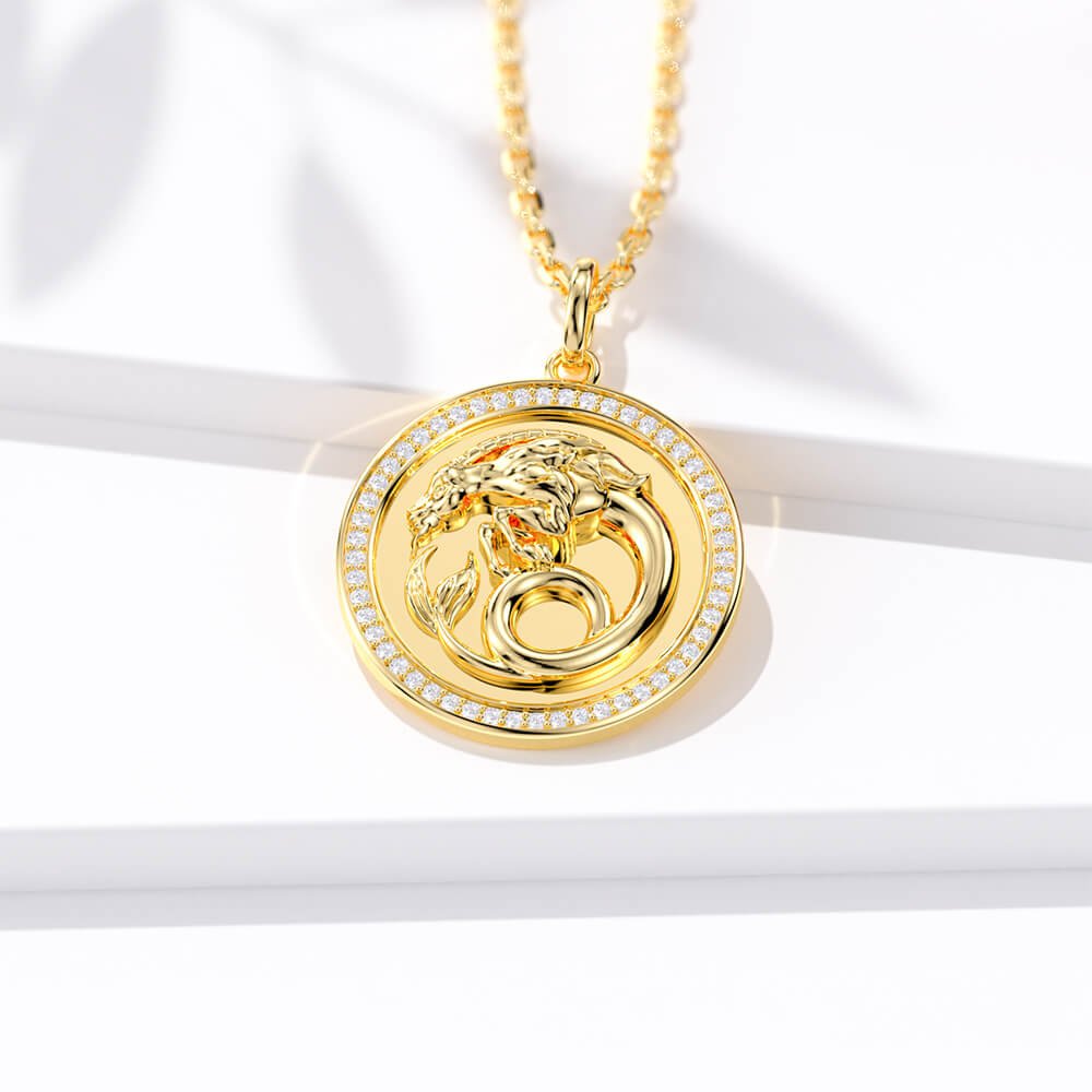 New Fashion Round Capricorn Pendant Necklace Sterling silver Jewelry-Taanaa Jewelry