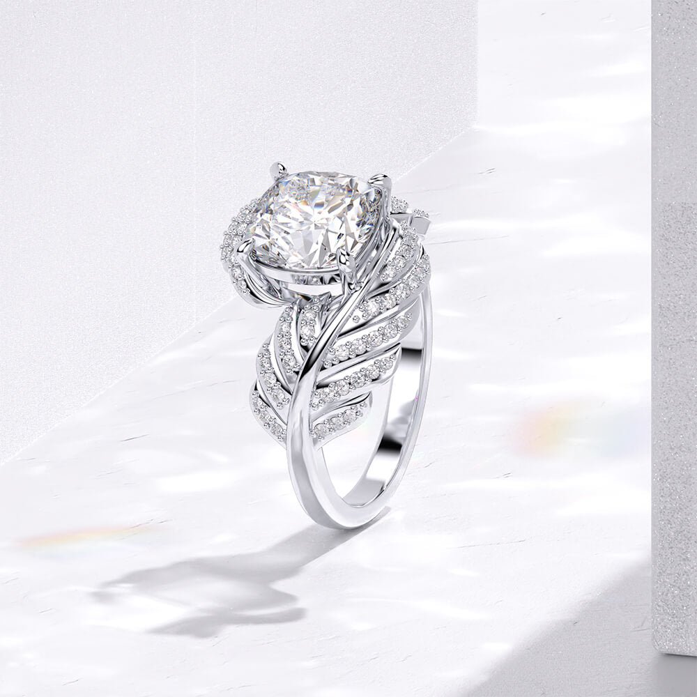 Cushion Stone Leaf Ring - Rings - Taanaa Jewelry