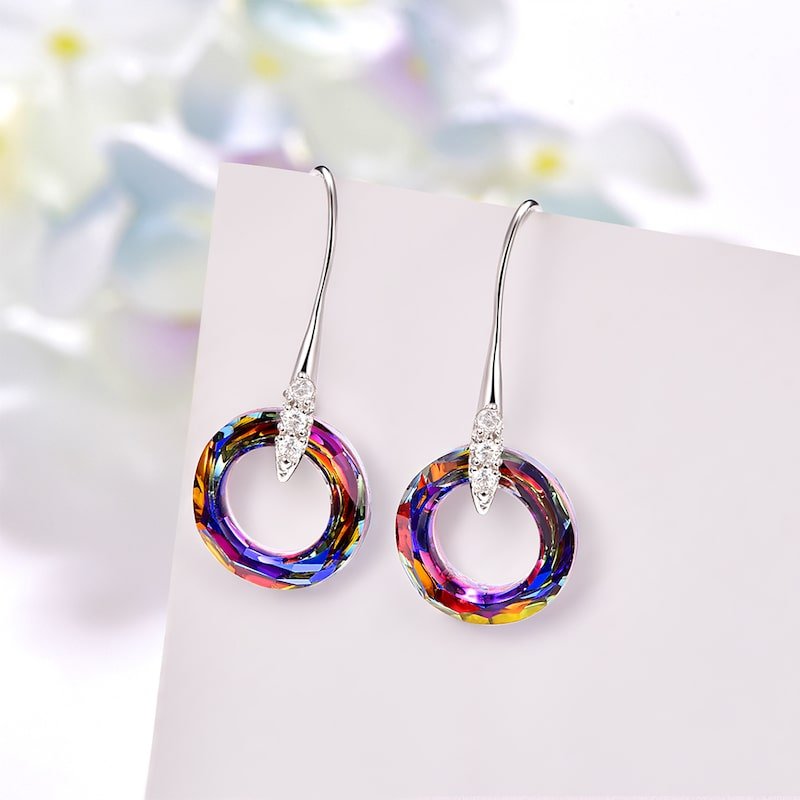 Volcano Cosmic Crystal Sterling Silver Drop Earrings Jewelry - Dangle earrings - Taanaa Jewelry