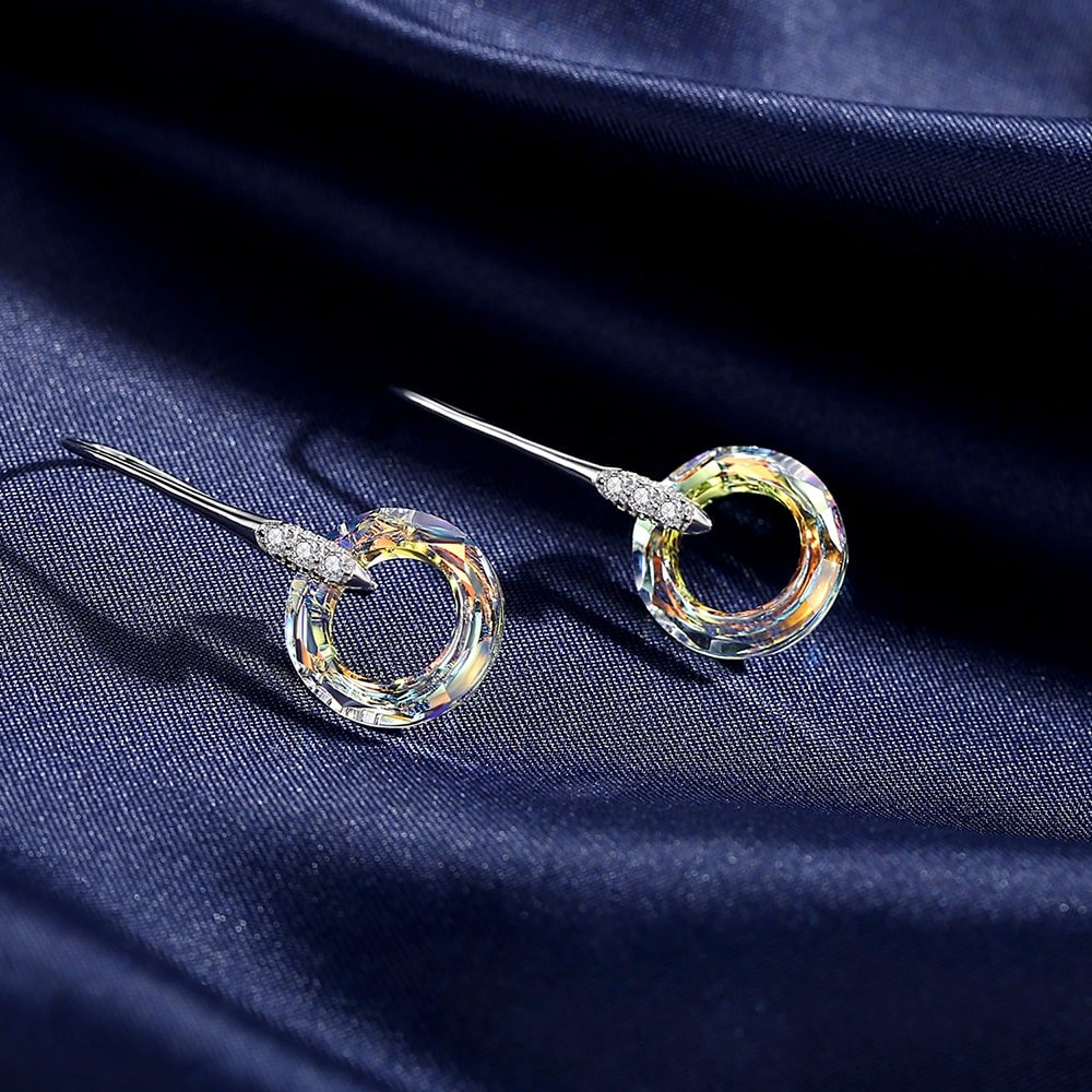 Volcano Cosmic Crystal Sterling Silver Drop Earrings Jewelry - Dangle earrings - Taanaa Jewelry