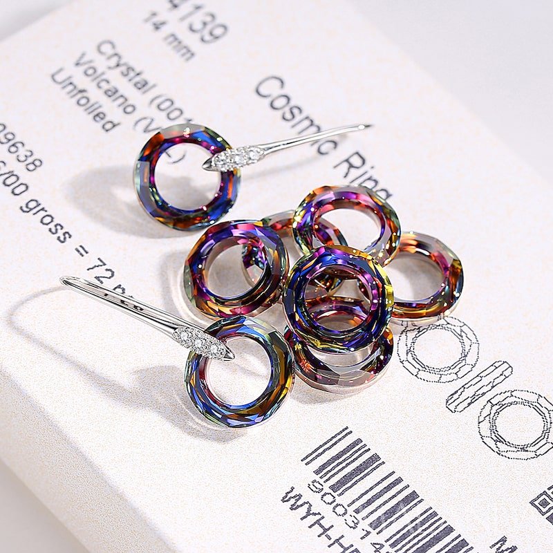 Volcano Cosmic Crystal Sterling Silver Drop Earrings Jewelry - Dangle earrings - Taanaa Jewelry