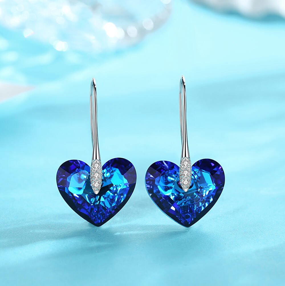 "Endless Love" Bermuda Blue Heart Drop Earrings Jewelry - Dangle earrings - Taanaa Jewelry
