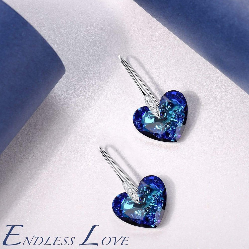 "Endless Love" Bermuda Blue Heart Drop Earrings Jewelry - Dangle earrings - Taanaa Jewelry