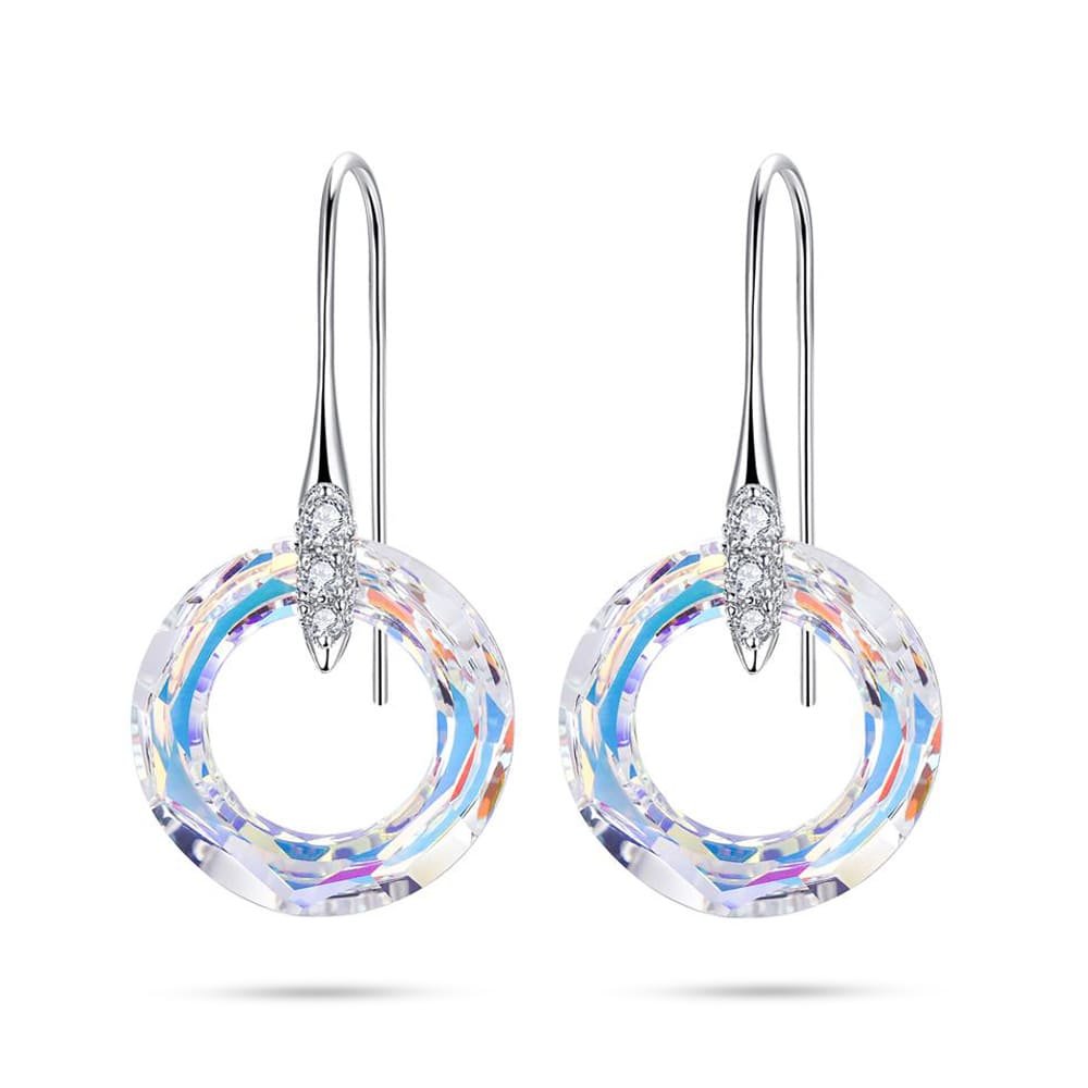 Big Round Swarovski Crystal Drop Earrings Women - Taanaa Jewelry