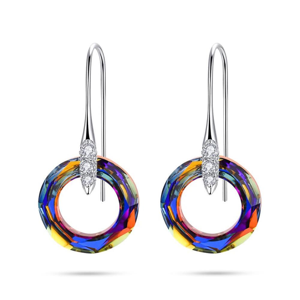 Big Round Swarovski Crystal Drop Earrings Women - Taanaa Jewelry