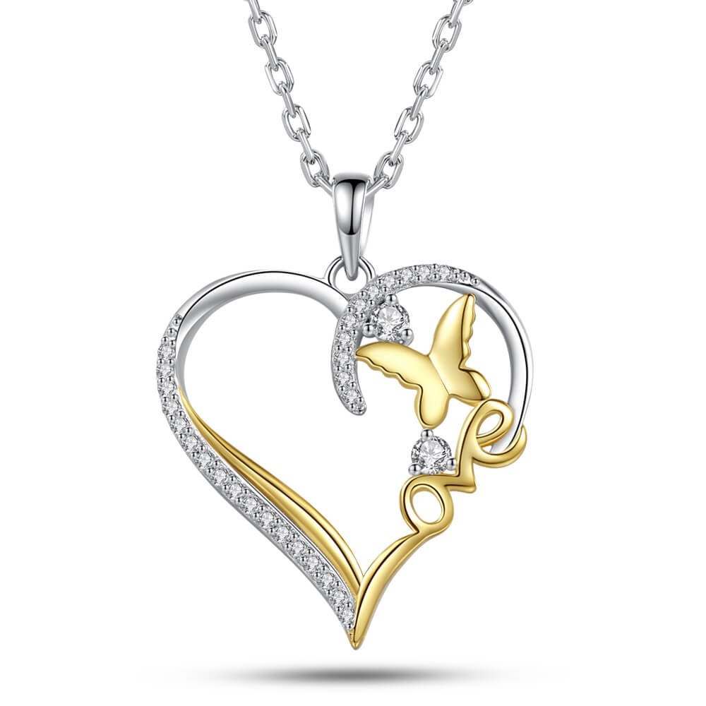 Butterfly Love Heart Necklace Jewelry - Pendant Necklace - Taanaa Jewelry