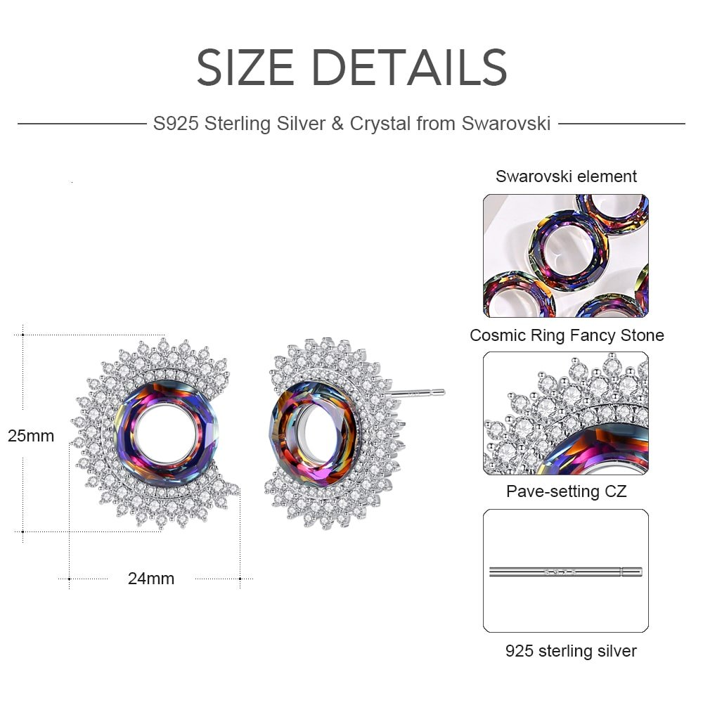 New Fashion Swarovski Volcano Crystal Stud Earrings Women Jewelry Gift - Taanaa Jewelry