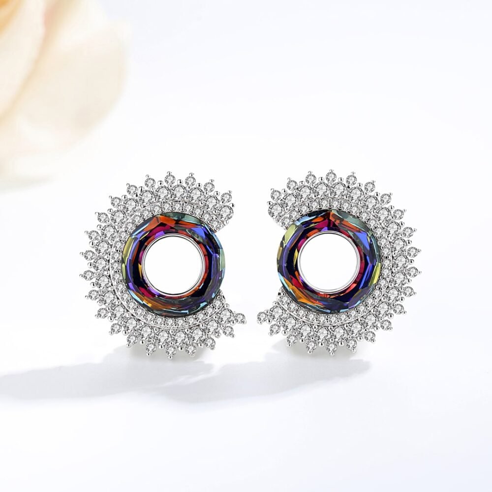 New Fashion Swarovski Volcano Crystal Stud Earrings Women Jewelry Gift - Taanaa Jewelry