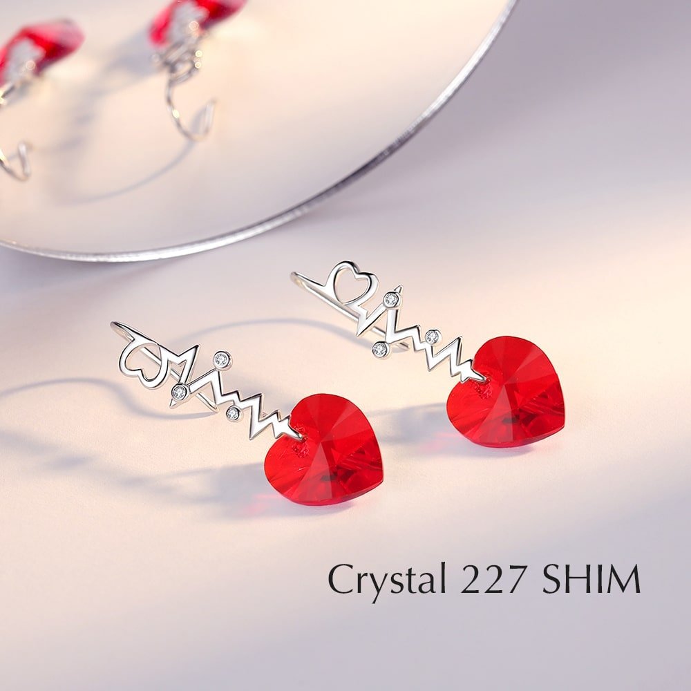 ”Heartbeat“Heart Crystal Earrings - Dangle earrings - Taanaa Jewelry