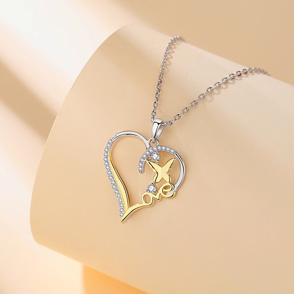 Butterfly Love Heart Necklace Jewelry - Pendant Necklace - Taanaa Jewelry