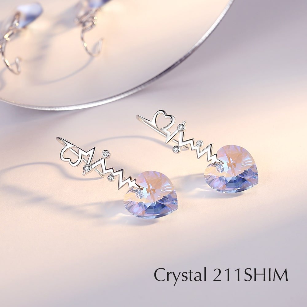 ”Heartbeat“Heart Crystal Earrings - Dangle earrings - Taanaa Jewelry