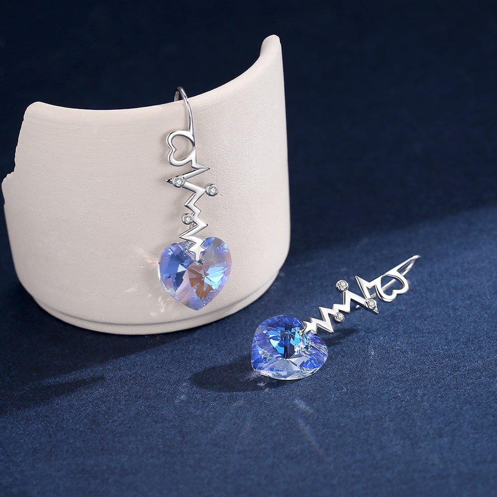 ”Heartbeat“Heart Crystal Earrings - Dangle earrings - Taanaa Jewelry