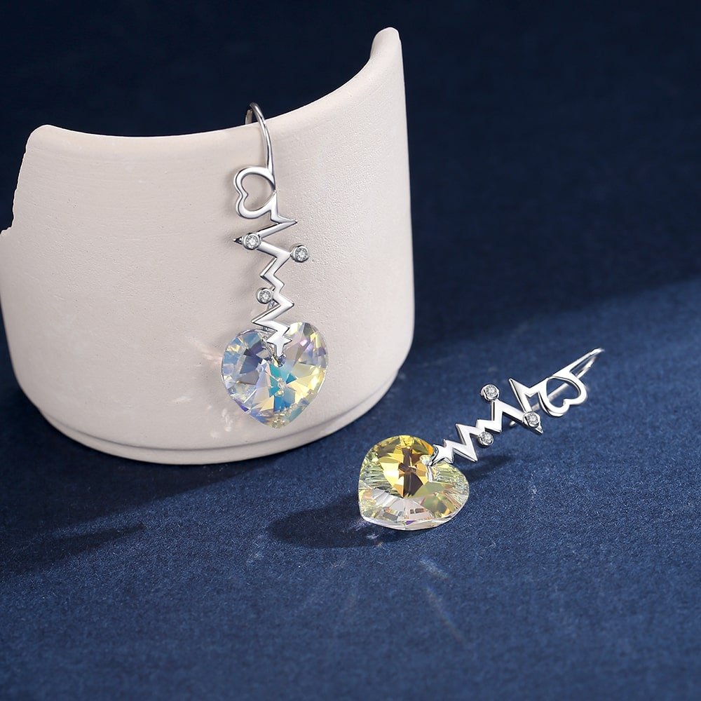 ”Heartbeat“Heart Crystal Earrings - Dangle earrings - Taanaa Jewelry