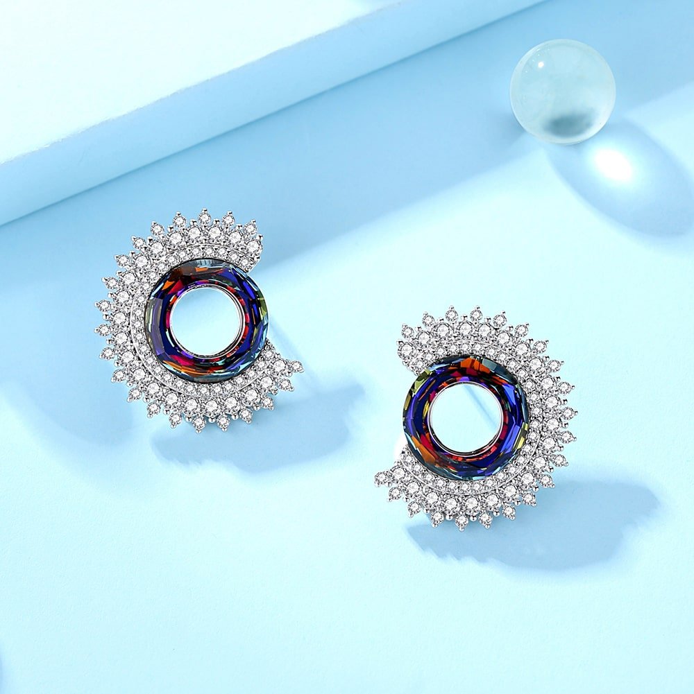 New Fashion Swarovski Volcano Crystal Stud Earrings Women Jewelry Gift - Taanaa Jewelry