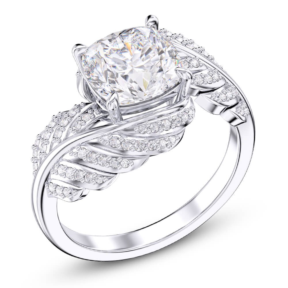 Cushion Stone Leaf Ring - Rings - Taanaa Jewelry