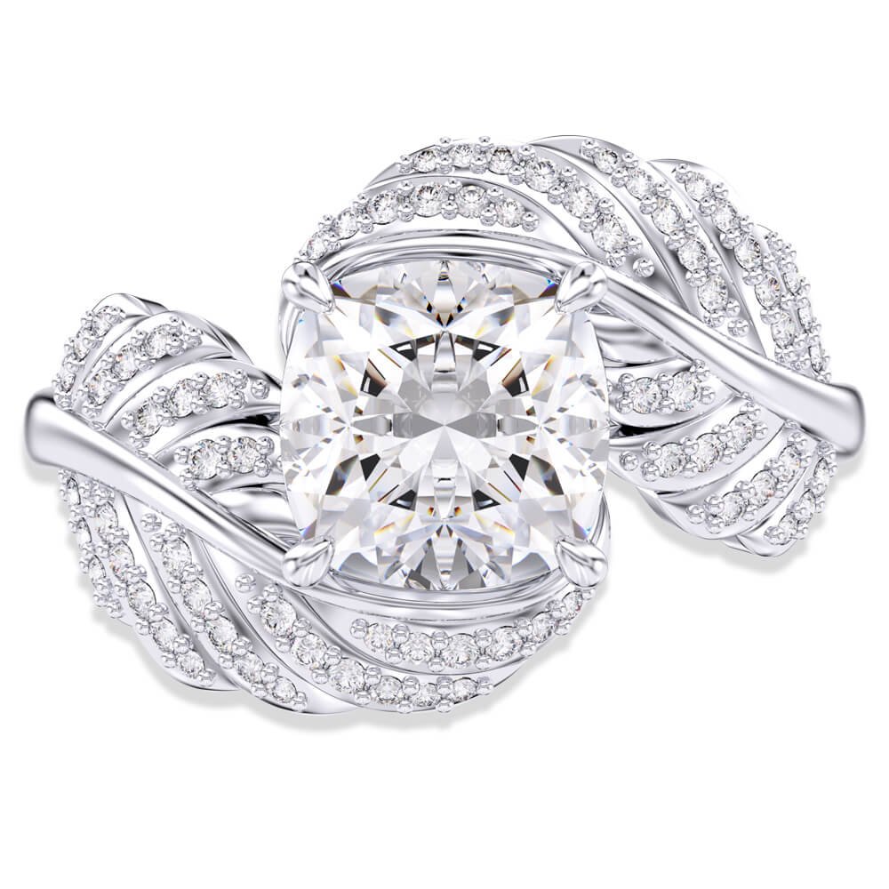 Cushion Stone Leaf Ring - Rings - Taanaa Jewelry