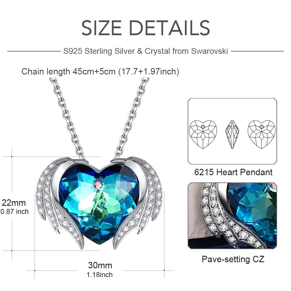 Devil Wings & Heart Crystal Necklace Jewelry - Pendant Necklace - Taanaa Jewelry