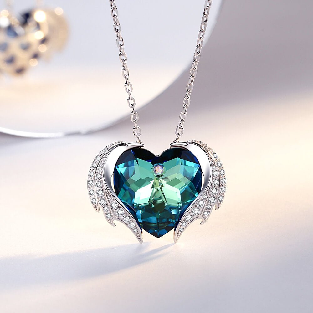Devil Wings & Heart Crystal Necklace Jewelry - Pendant Necklace - Taanaa Jewelry