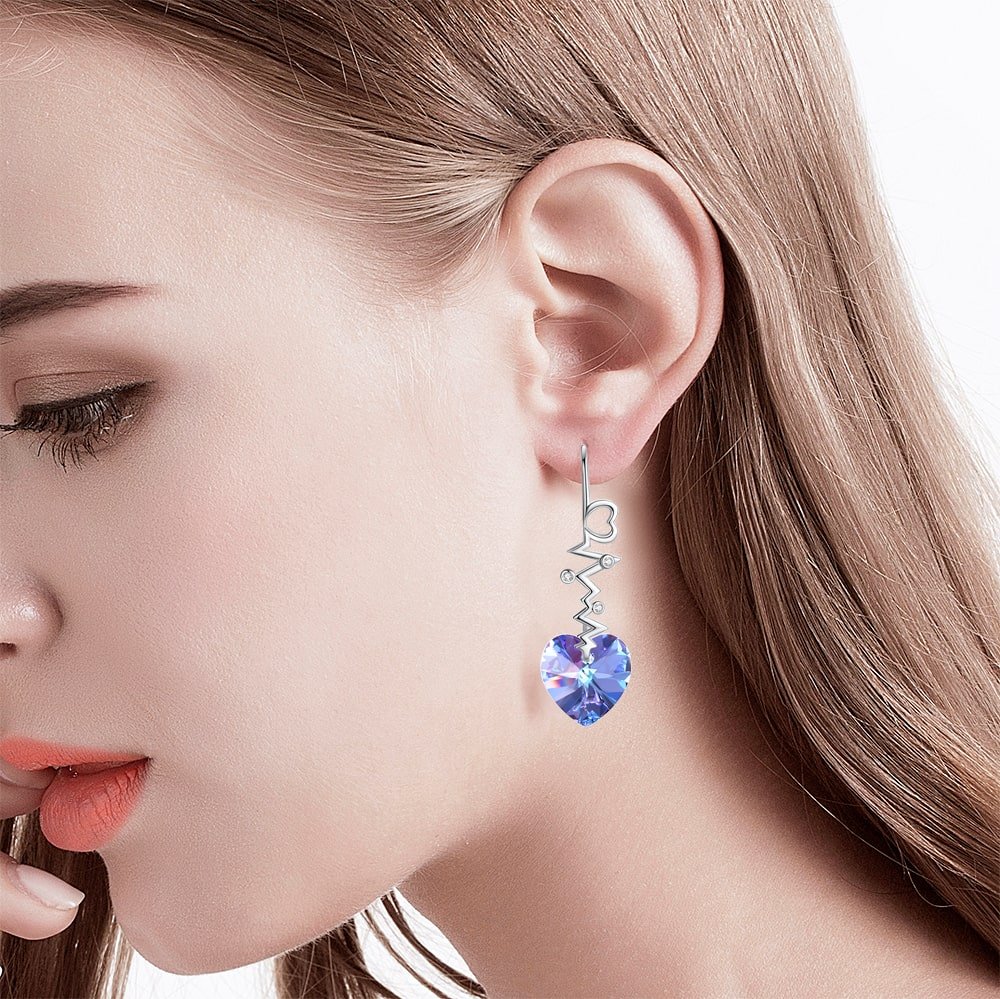 ”Heartbeat“Heart Crystal Earrings - Dangle earrings - Taanaa Jewelry