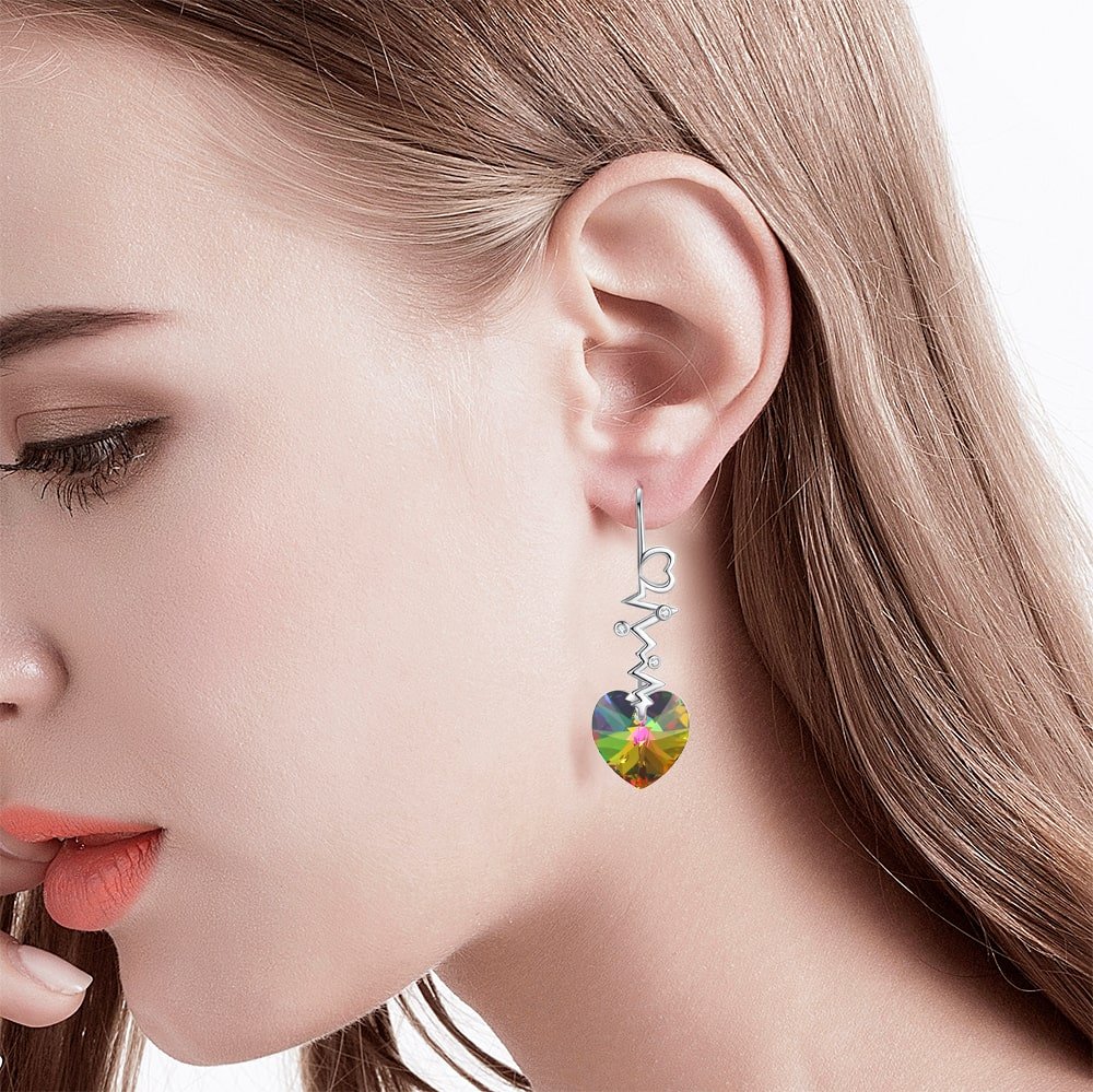 ”Heartbeat“Heart Crystal Earrings - Dangle earrings - Taanaa Jewelry