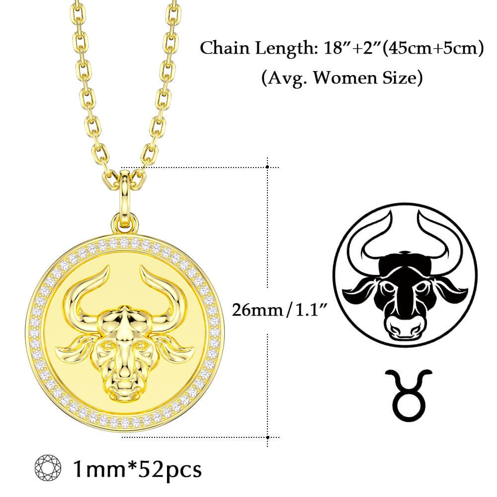 New Fashion Round Taurus Pendant Necklace Sterling silver Jewelry Gift -Taanaa Jewelry
