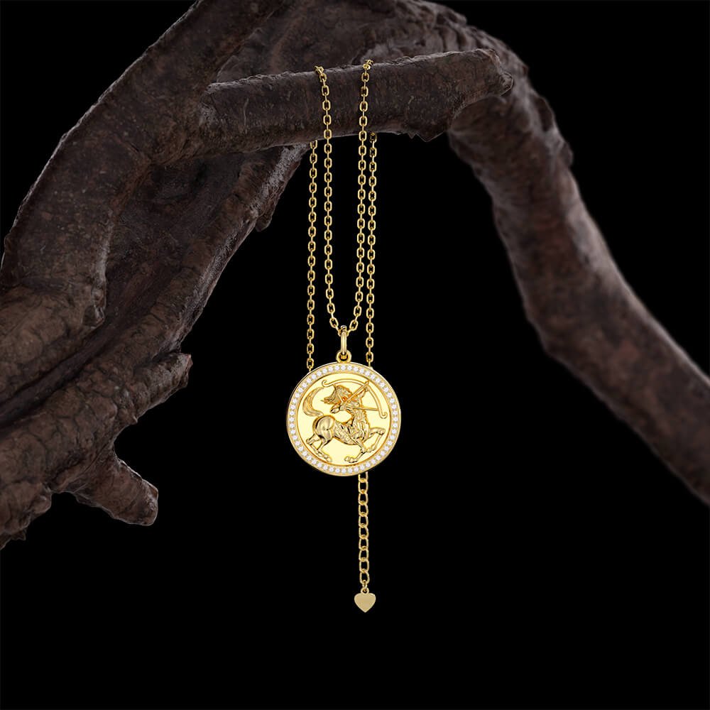 New Fashion Round Sagittarius Pendant Necklace Sterling silver Jewelry -Taanaa Jewelry