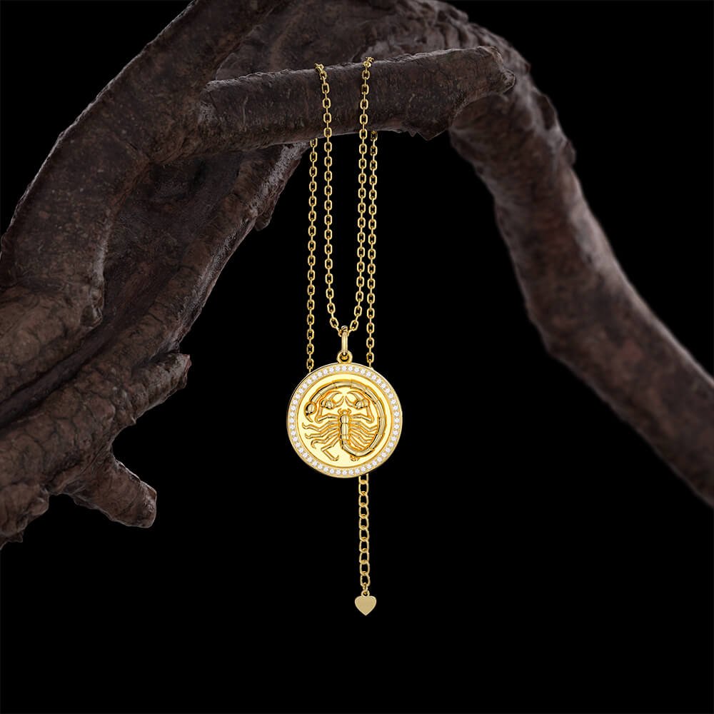 New Fashion Round Scorpio Pendant Necklace Sterling silver Jewelry Gift-Taanaa Jewelry