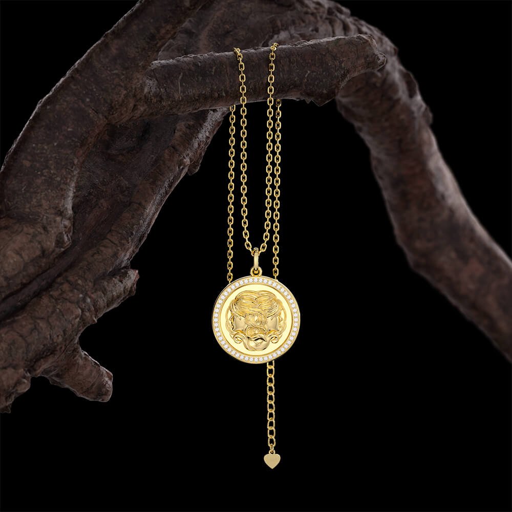 New Fashion Round Gemini Pendant Necklace Sterling silver Jewelry Gift-Taanaa Jewelry