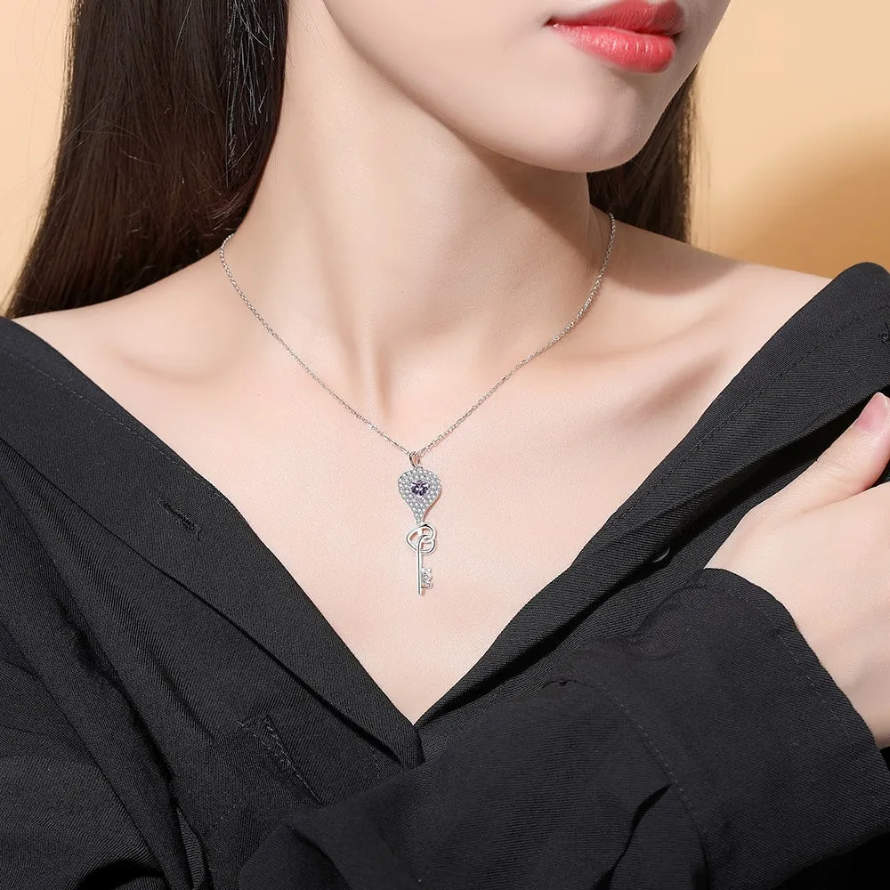 Love Heart Key Pendant Necklace Gift - Pendant Necklace - Taanaa Jewelry