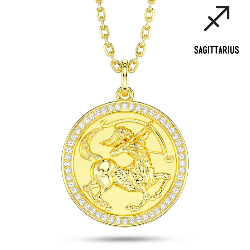 New Fashion Round Sagittarius Pendant Necklace Sterling silver Jewelry -Taanaa Jewelry